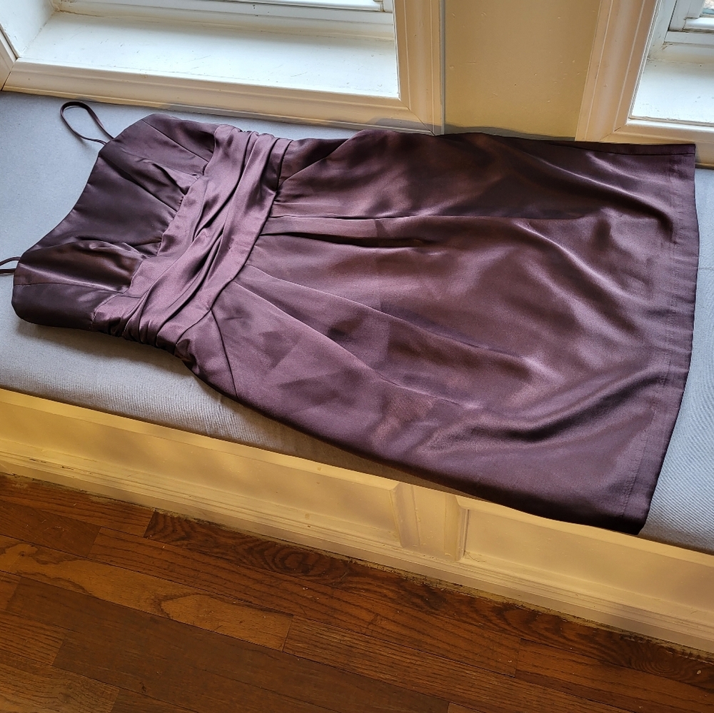 David's Bridal chocolate brown mid length formal dress w/pockets